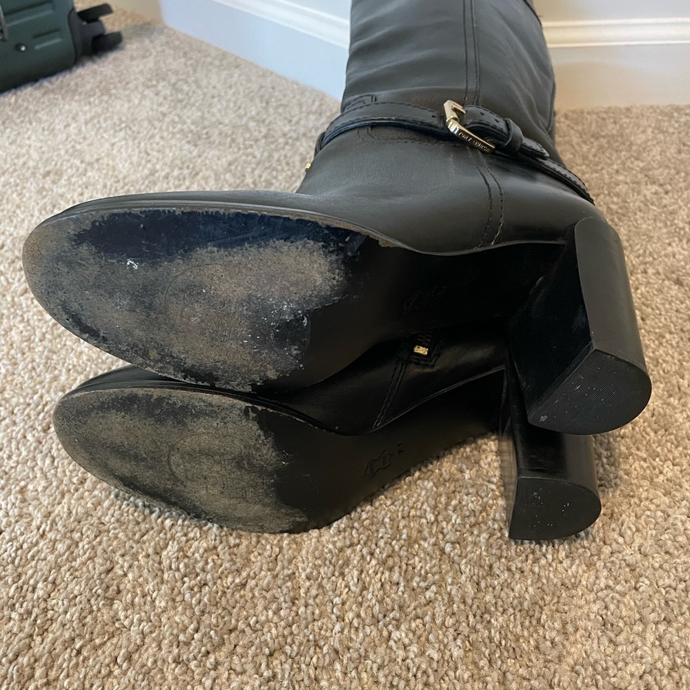 Tory Burch Blair Black Leather Knee-High Boots - Picture 8 of 10